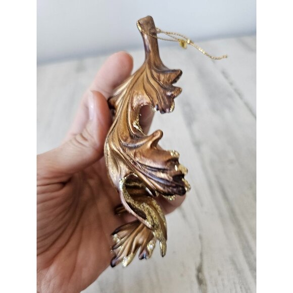 Glitter maple leaf golden gold ornament fall Xmas tree unique - Picture 8 of 10